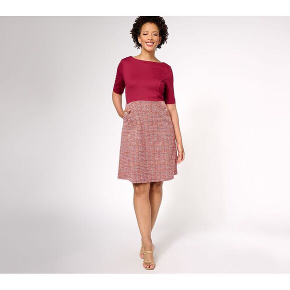 Isaac Mizrahi Live! Women's Dress Sz L Regular Elbow Sleeve Dune Brown A609775 - Picture 1 of 4